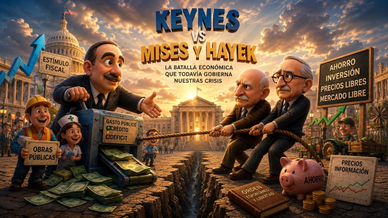 Keynes vs. Mises y Hayek: la batalla económica que todavía gobierna nuestras crisis